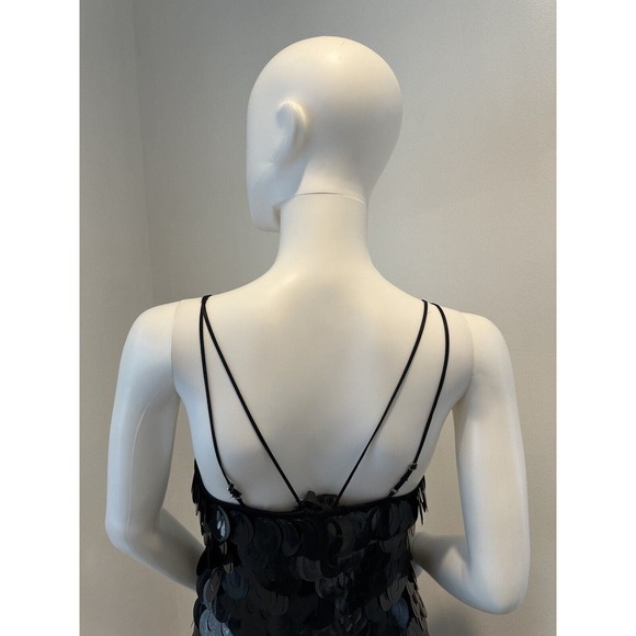 Poleci Black Sequin Mini Dress Multi-Strap Womens Sleeveless Size 4 - Picture 9 of 13